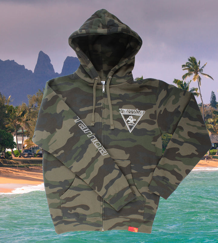 Diamonds Forever Zip-Up Hoodie - Forest Camo/Blue
