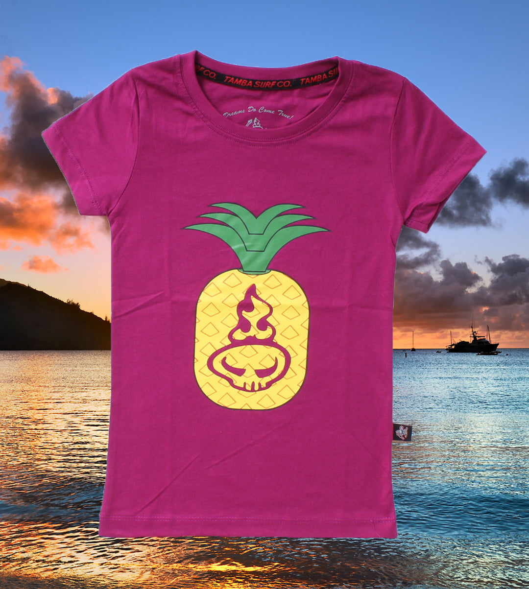 Pineapple Spirit Girls Short Sleeve Shirt - Purple