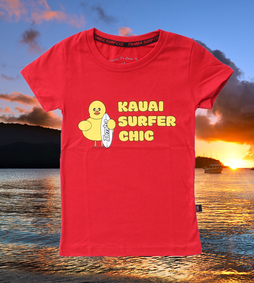 Kauai Surfer Chic Girls Short Sleeve Shirt - Red