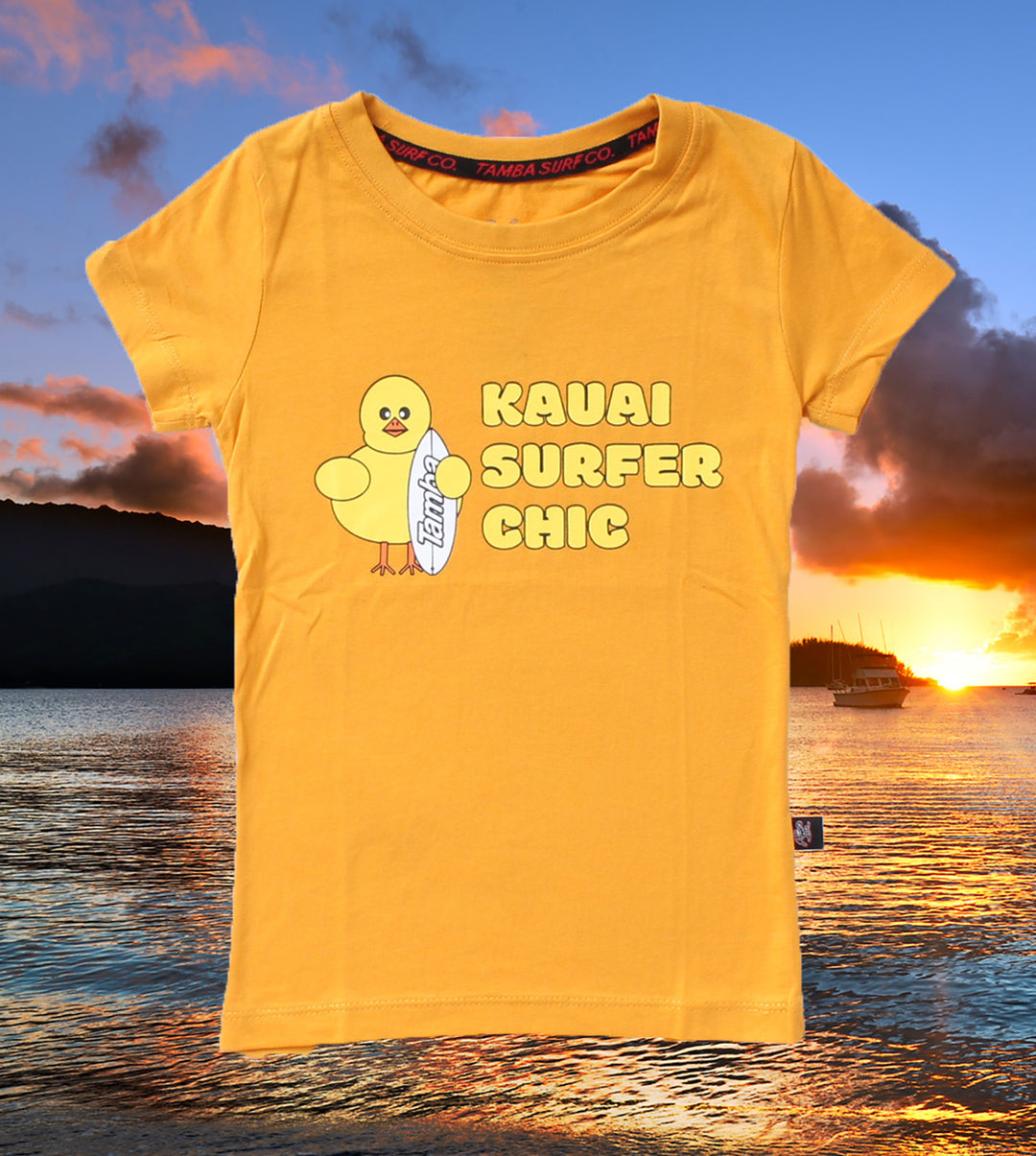 Kauai Surfer Chic Girls Short Sleeve Shirt - Yellow
