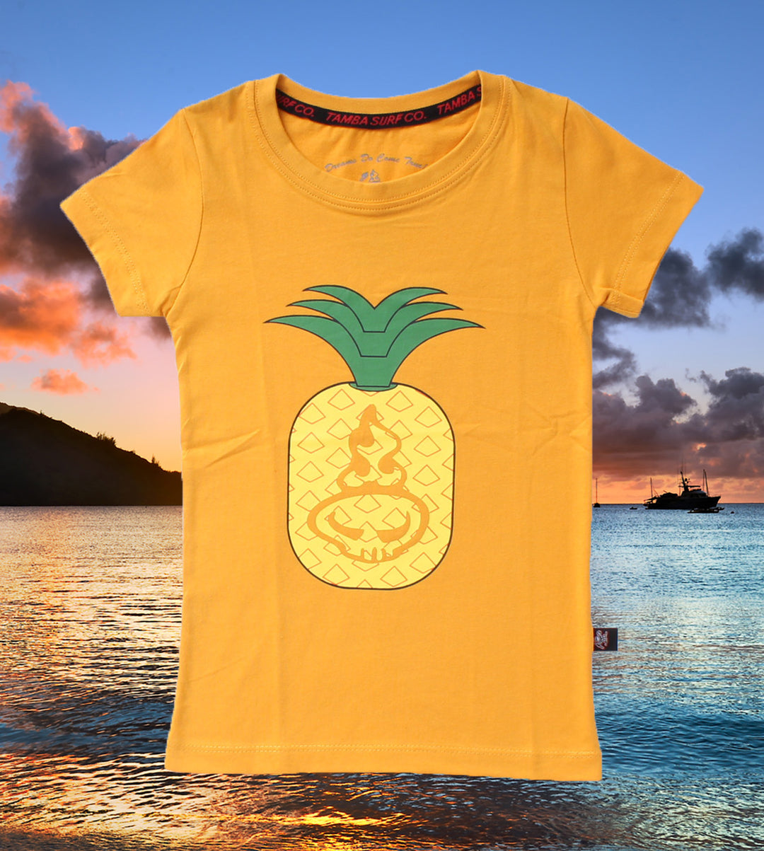 Pineapple Spirit Girls Short Sleeve Shirt - Yellow