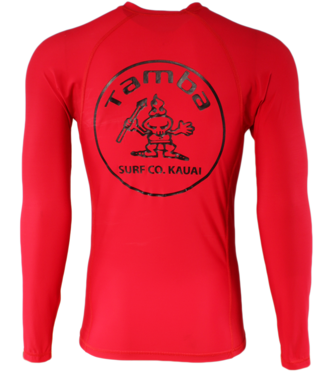 Stamp Rash Guard Long Sleeve Shirt - Red