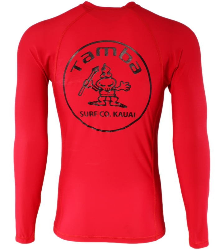 Stamp Rash Guard Long Sleeve Shirt - Red
