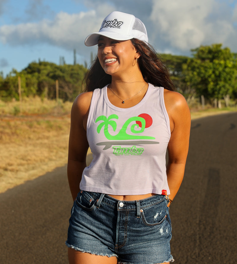 Zen Tropic Women's Festival Cropped Tank Top Shirt - Lavender