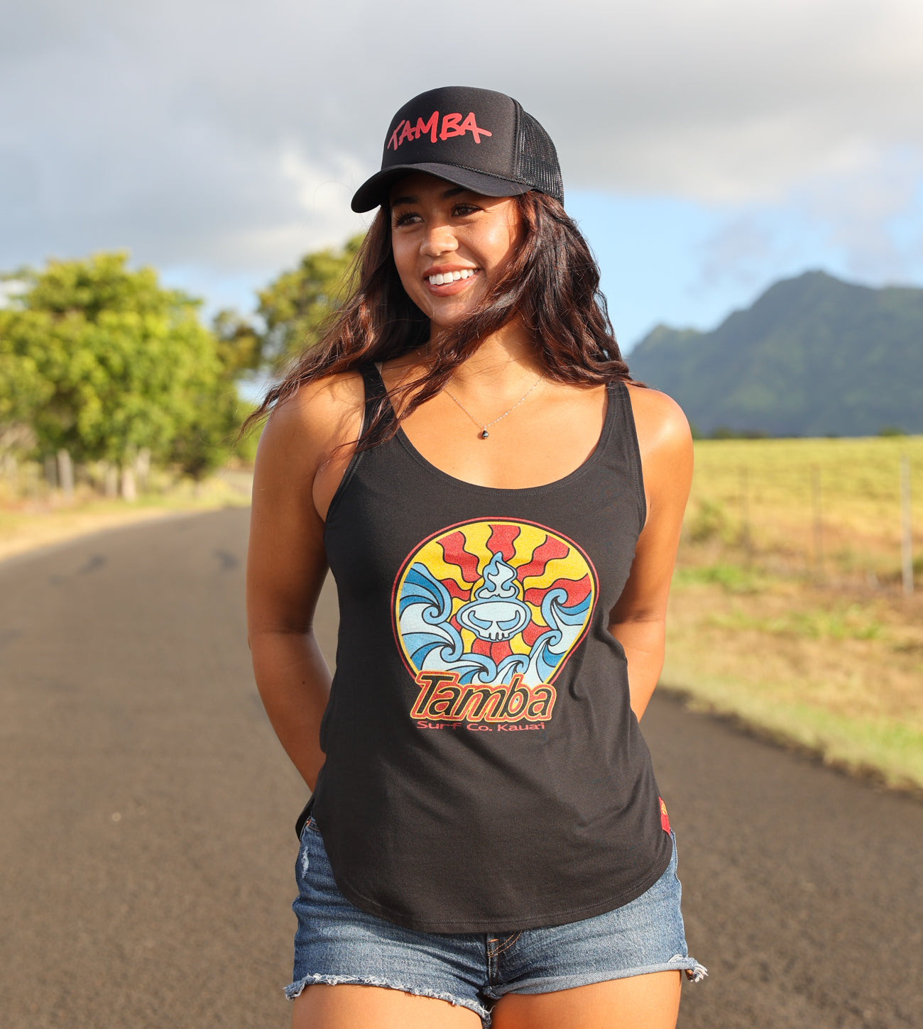 Maluhia Women's Festival Tank Top Shirt - Black