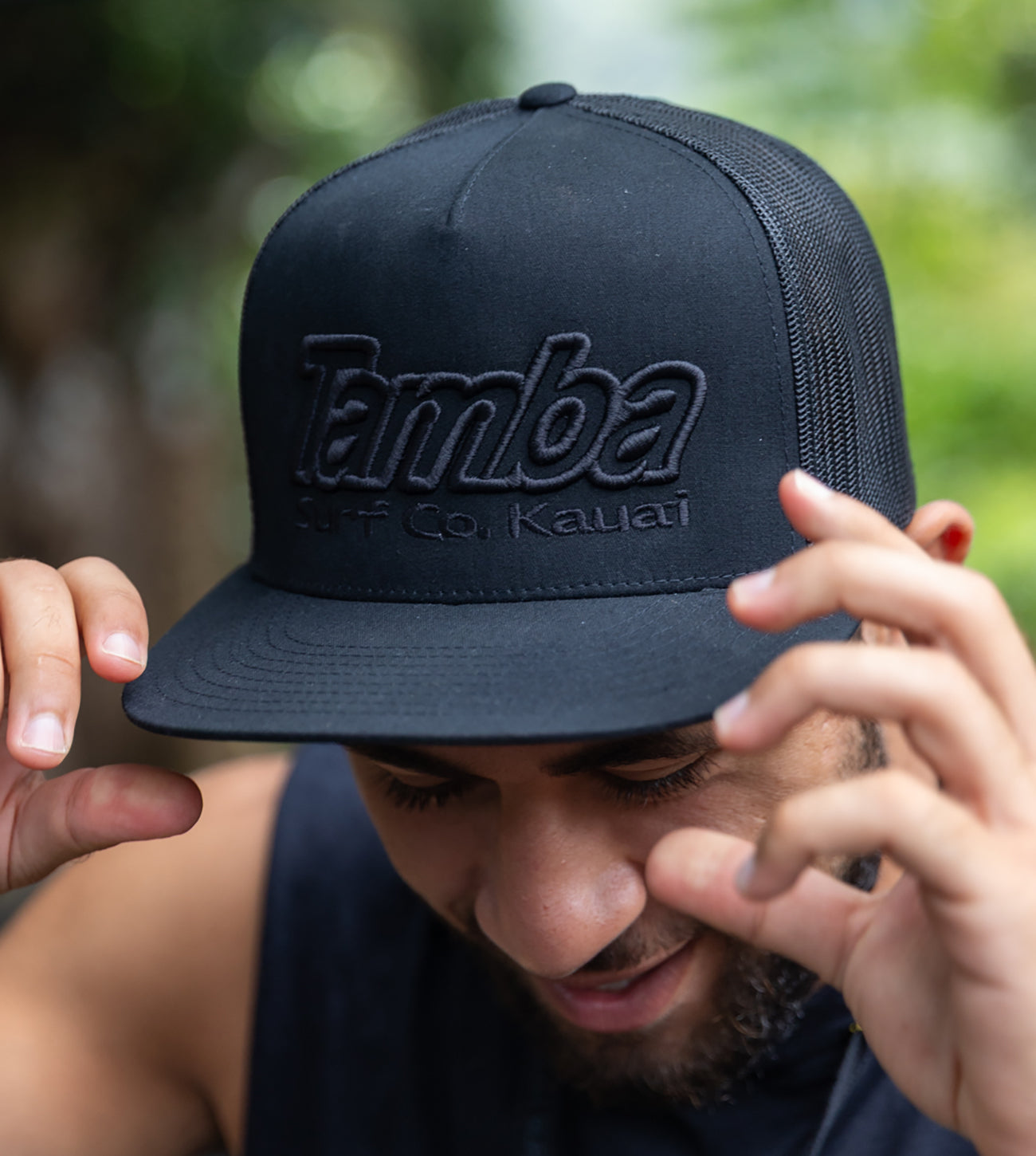 Classic Surf Co 3D Mesh Snapback Hat - Black/Black