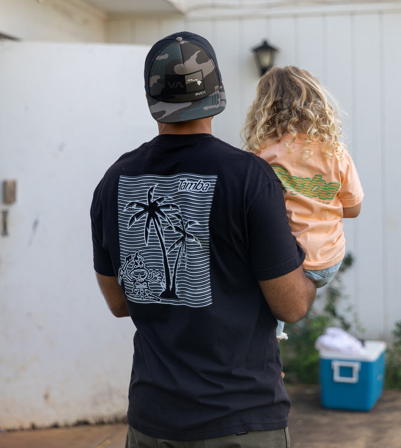 Palm Lines Short Sleeve Shirt - Black