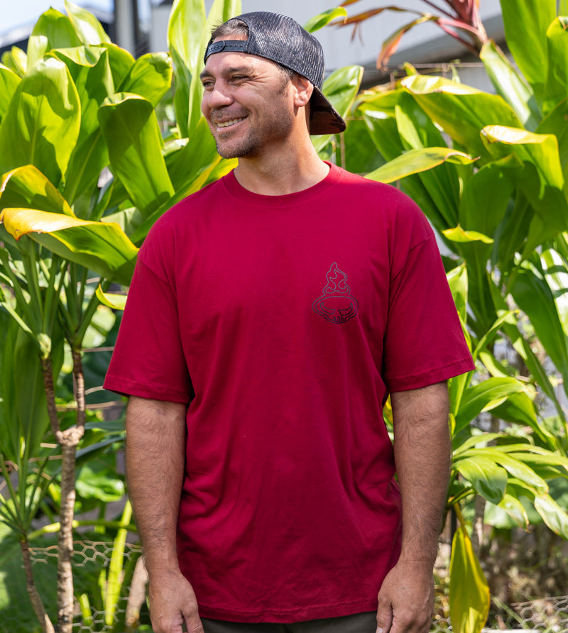 Out Lined Short Sleeve Shirt - Mineral Red