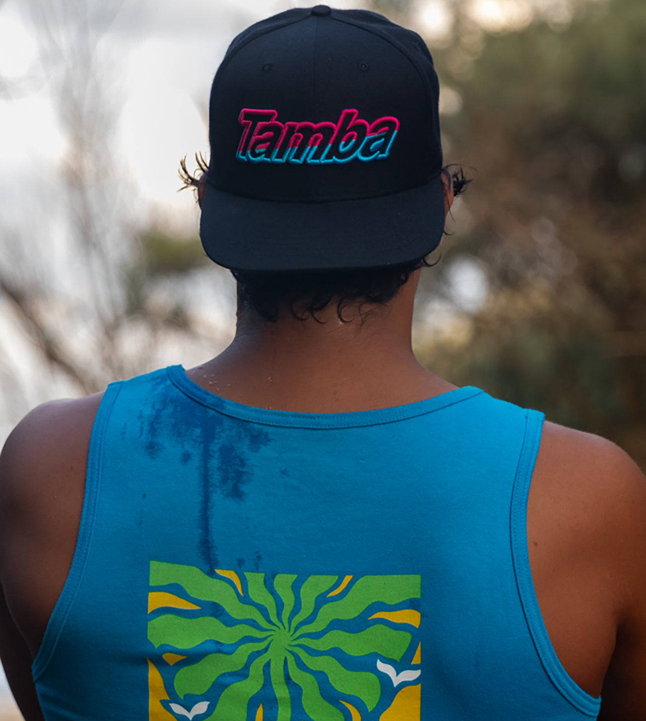 Tamba Gradient 3D Snapback Hat - Black/Pink/Blue