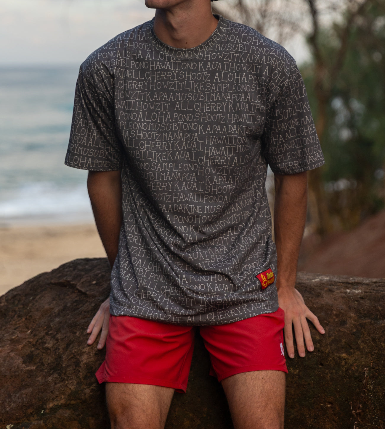 Talk Story Short Sleeve Shirt - Grey