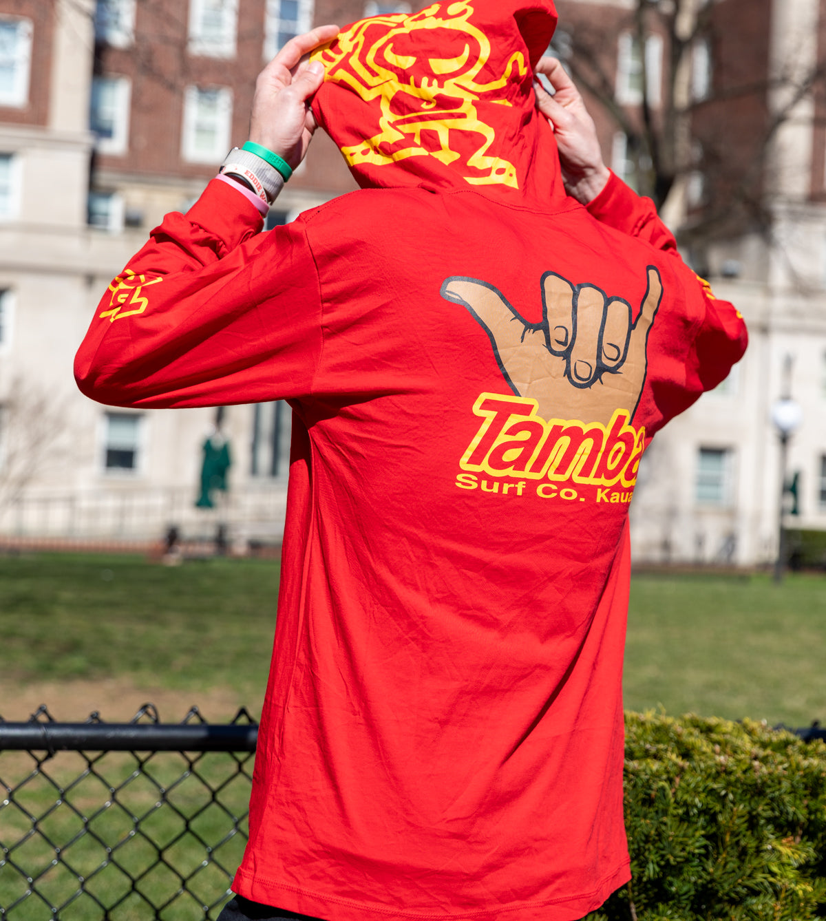 Shaka Long Sleeve Hooded Shirt - Red