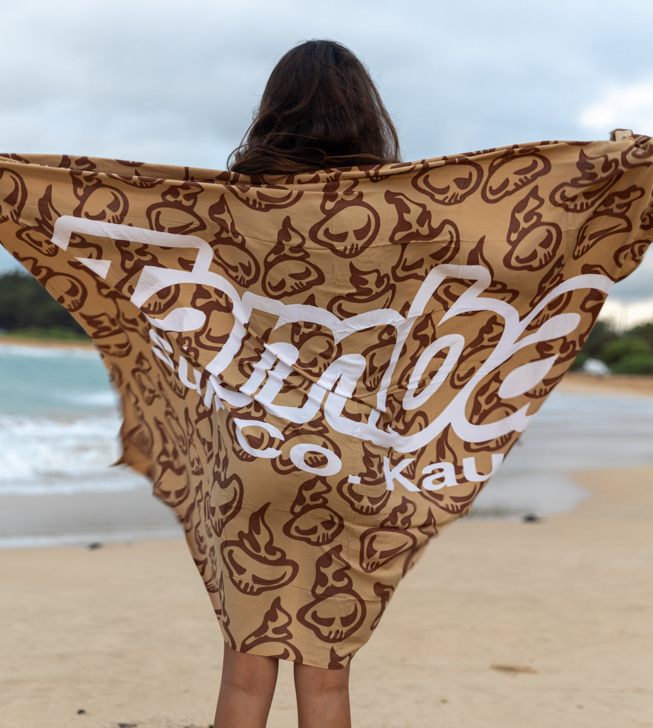 Swirly Pareo/Sarong - Tan/Brown