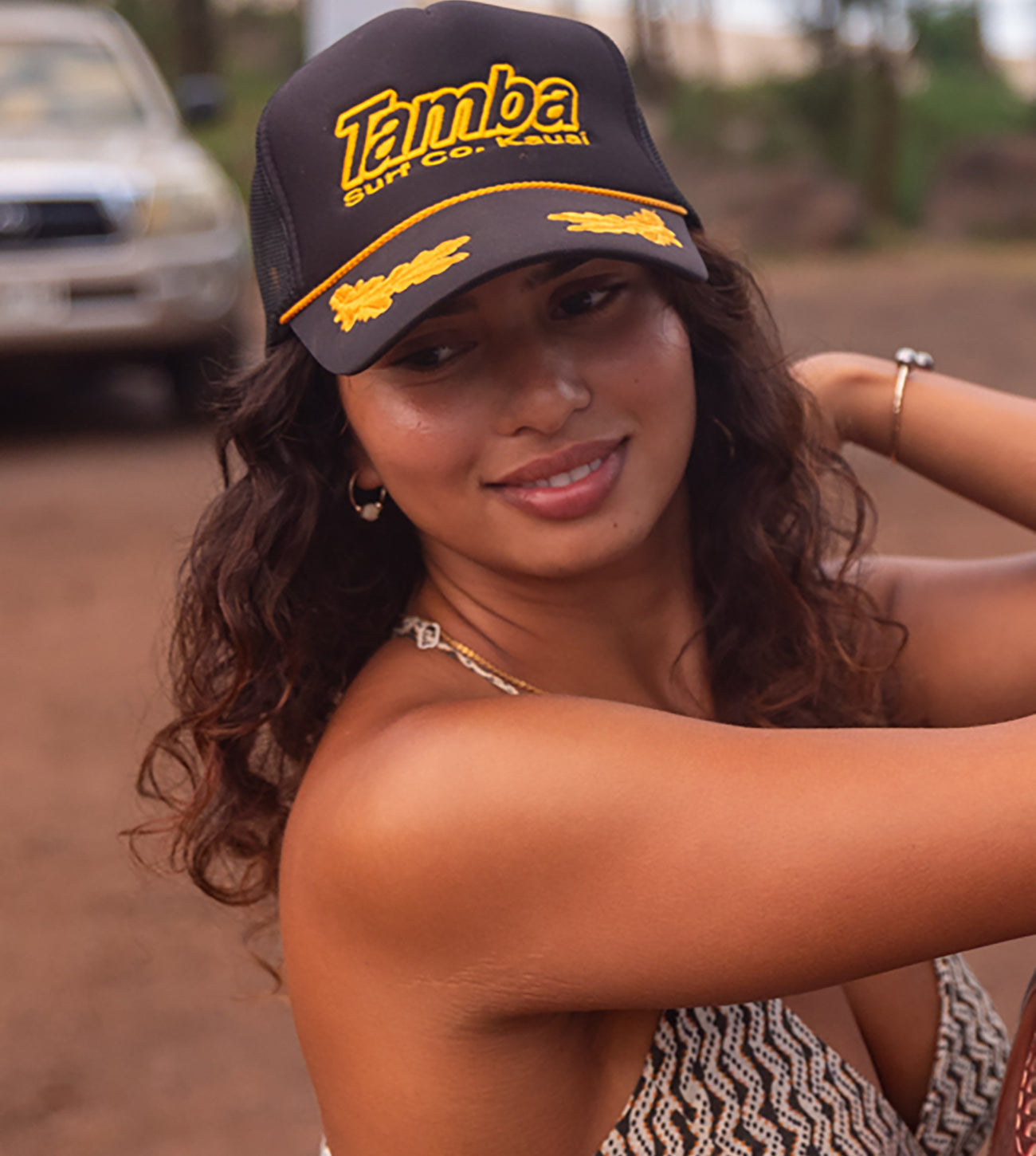 Surf Co Trucker Embroidered Hat - Black/Gold