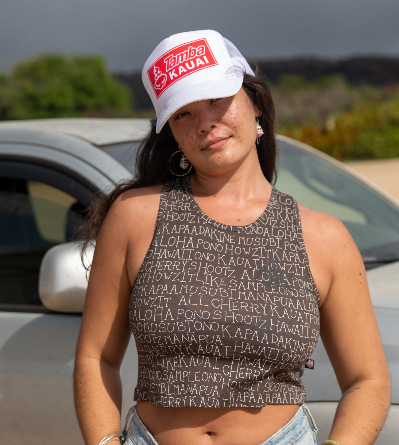 Talk Story Womens Crop Tank - Black