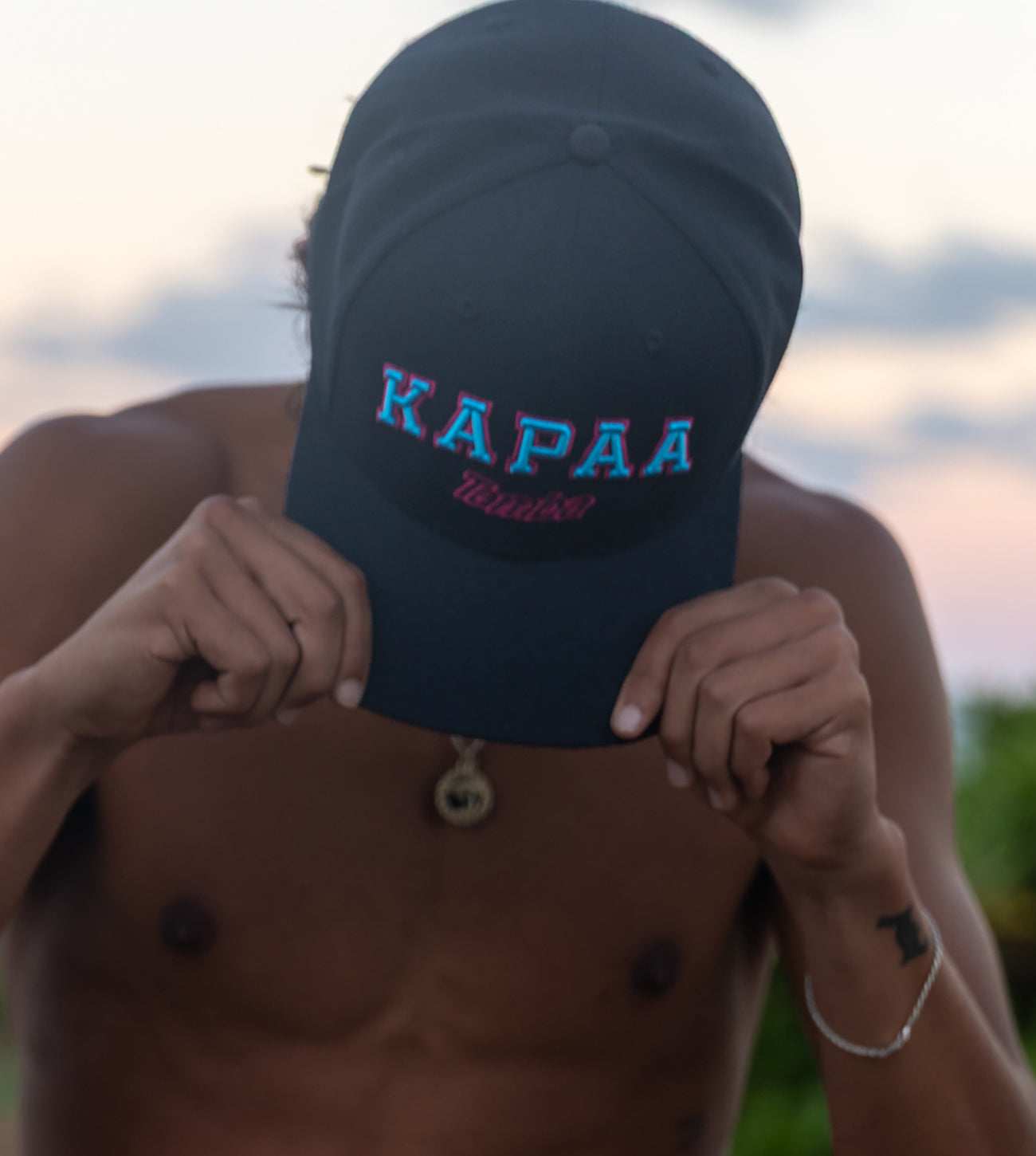KAPAA 3D Snapback Hat - Black/Pink/Blue