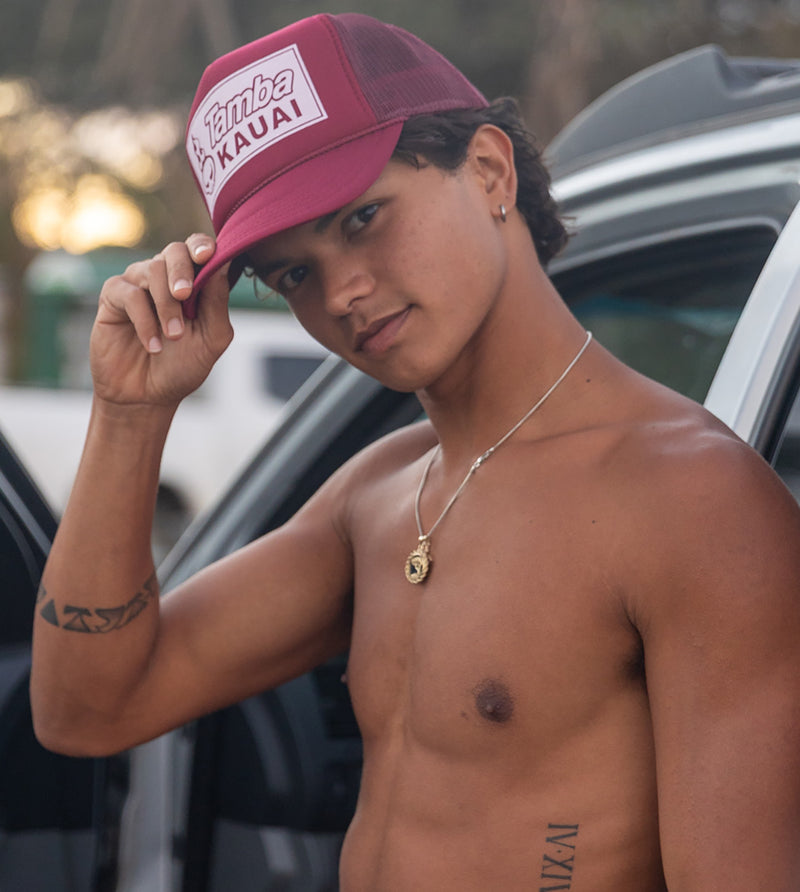 Patches Trucker Hat - Burgundy/White