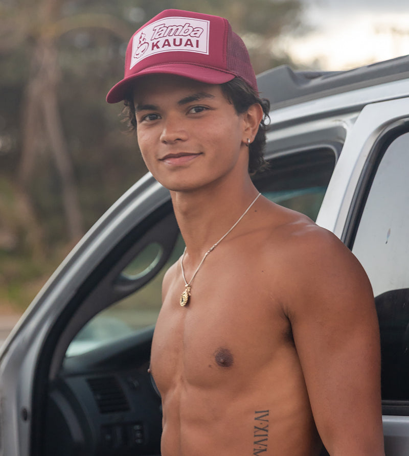 Patches Trucker Hat - Burgundy/White