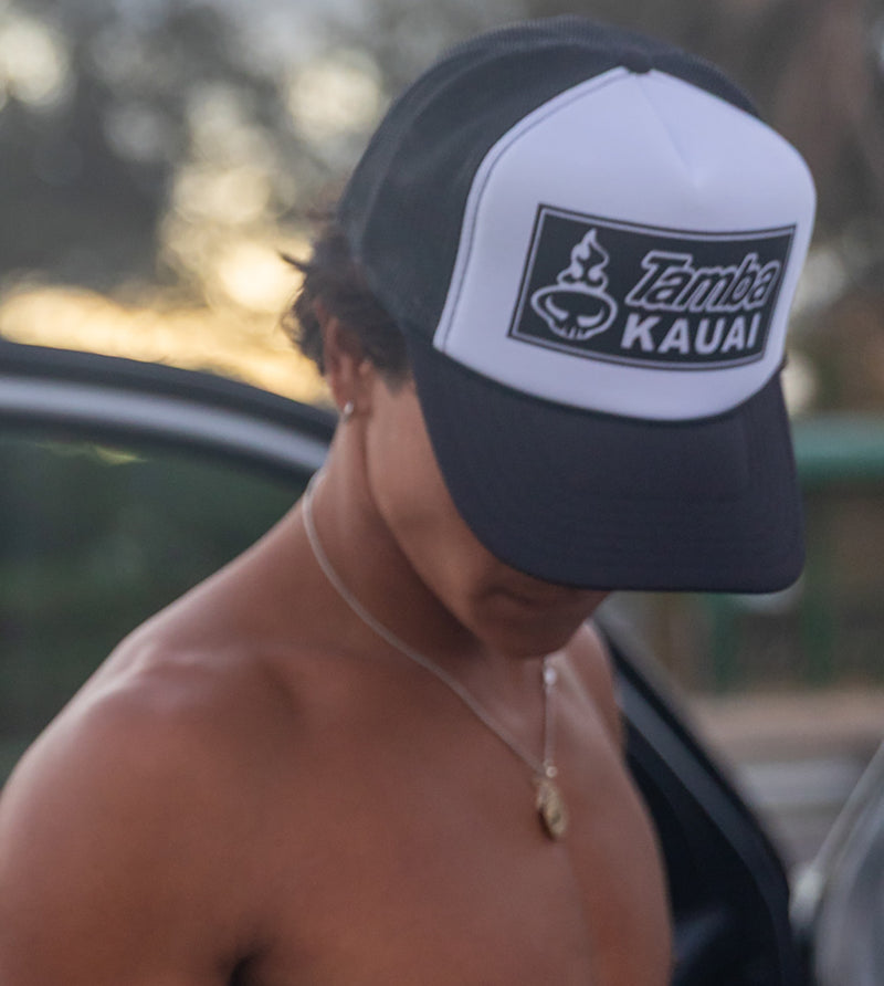 Patches Trucker Hat - Black/White/Black