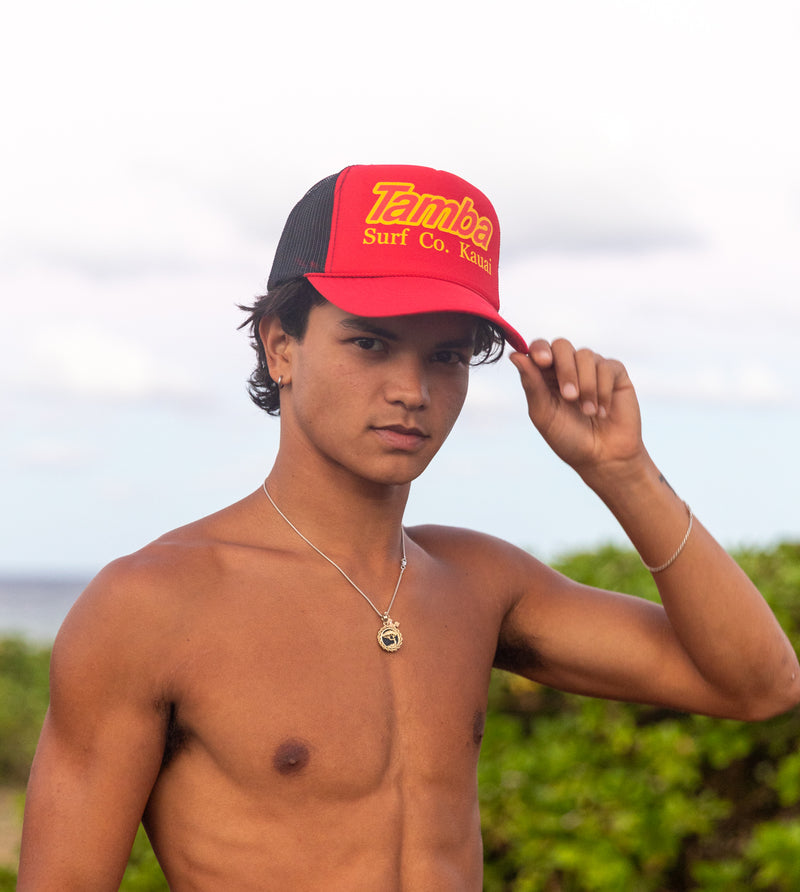 Surf Co Trucker Hat - Red/Black/Yellow
