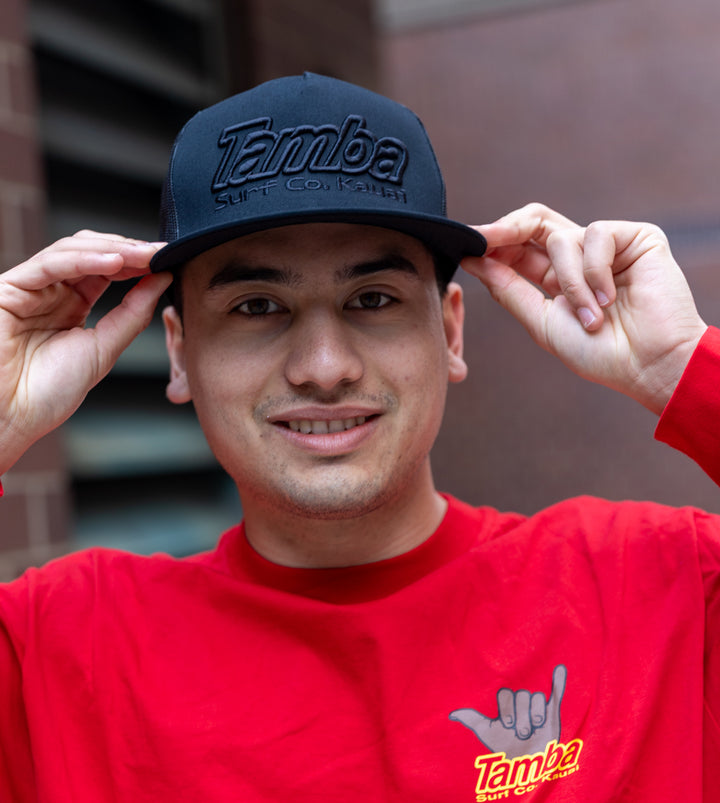 Classic Surf Co 3D Mesh Snapback Hat - Black/Black