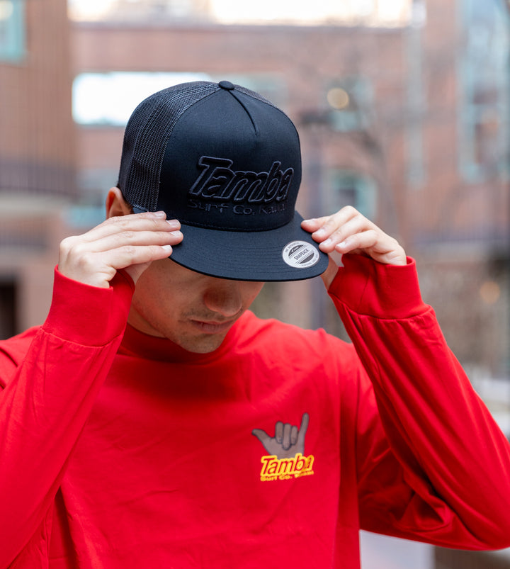 Classic Surf Co 3D Mesh Snapback Hat - Black/Black