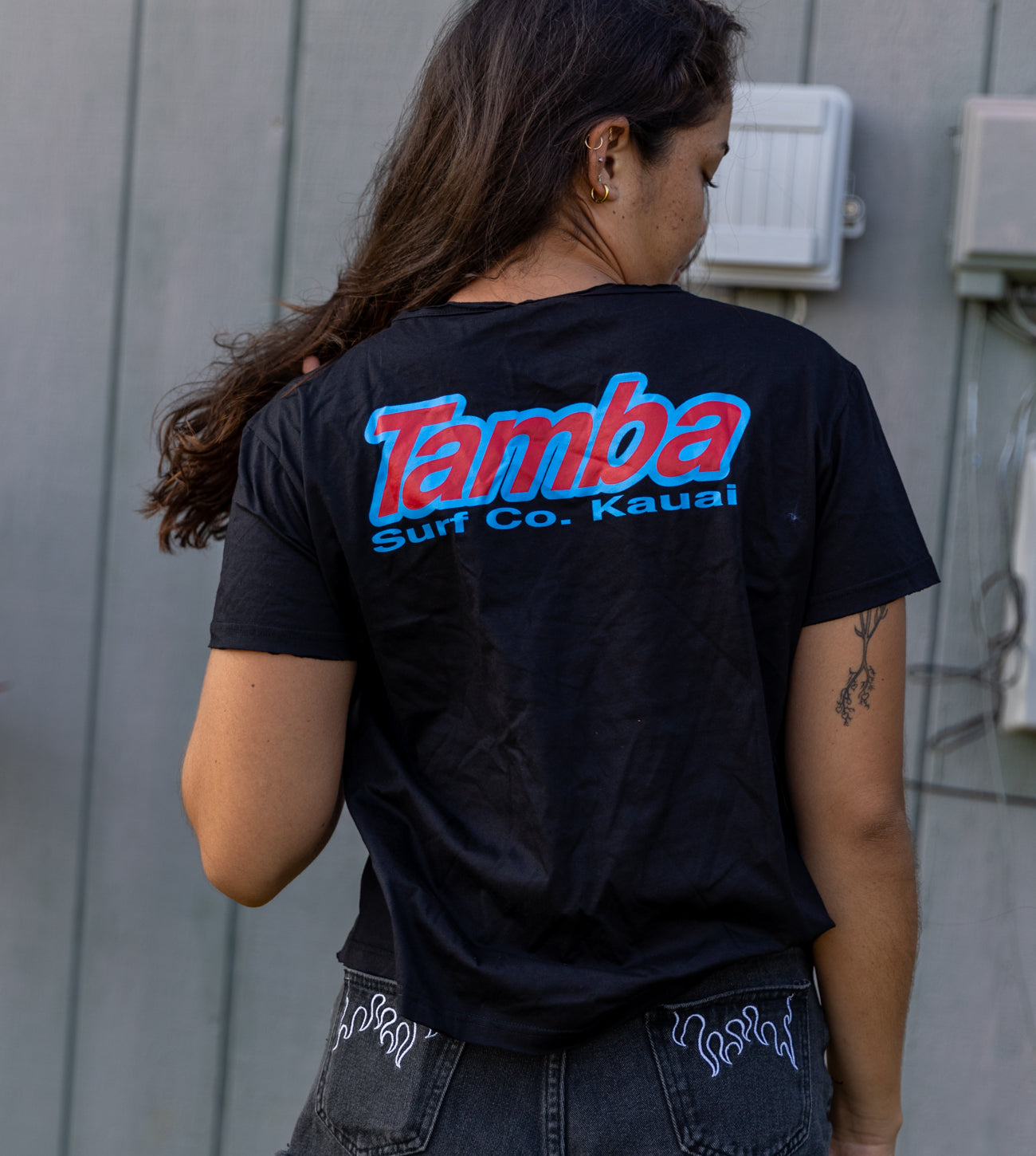 Surf Co Kauai Womens Short Sleeve Shirt - Black/Blue/Red