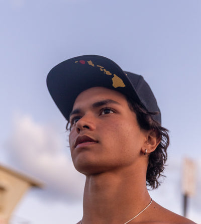 KAUAI 3D Snapback Hat - Black/Yellow/Red
