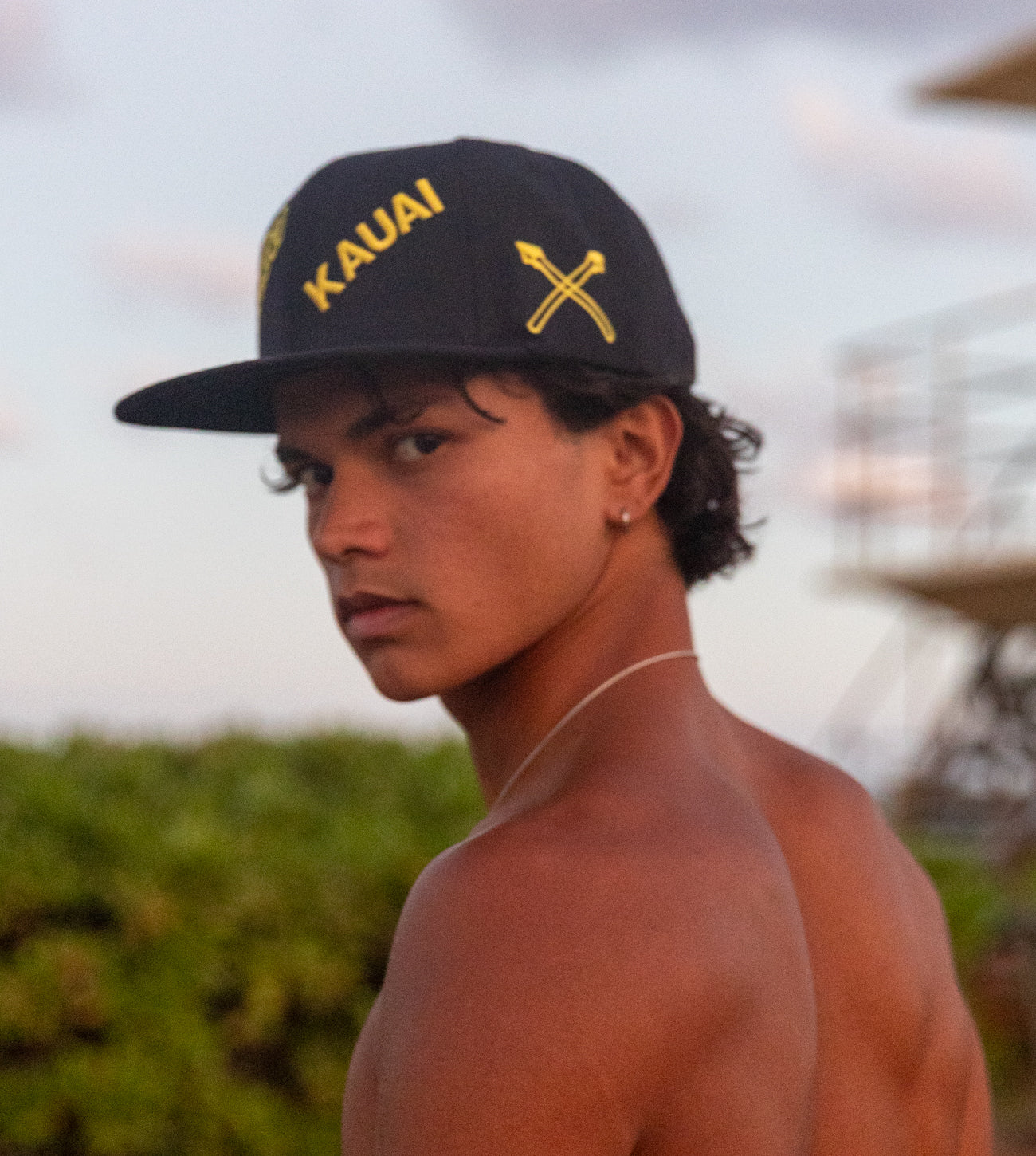 Tamba Kauai Slant Snapback Hat - Black/Yellow