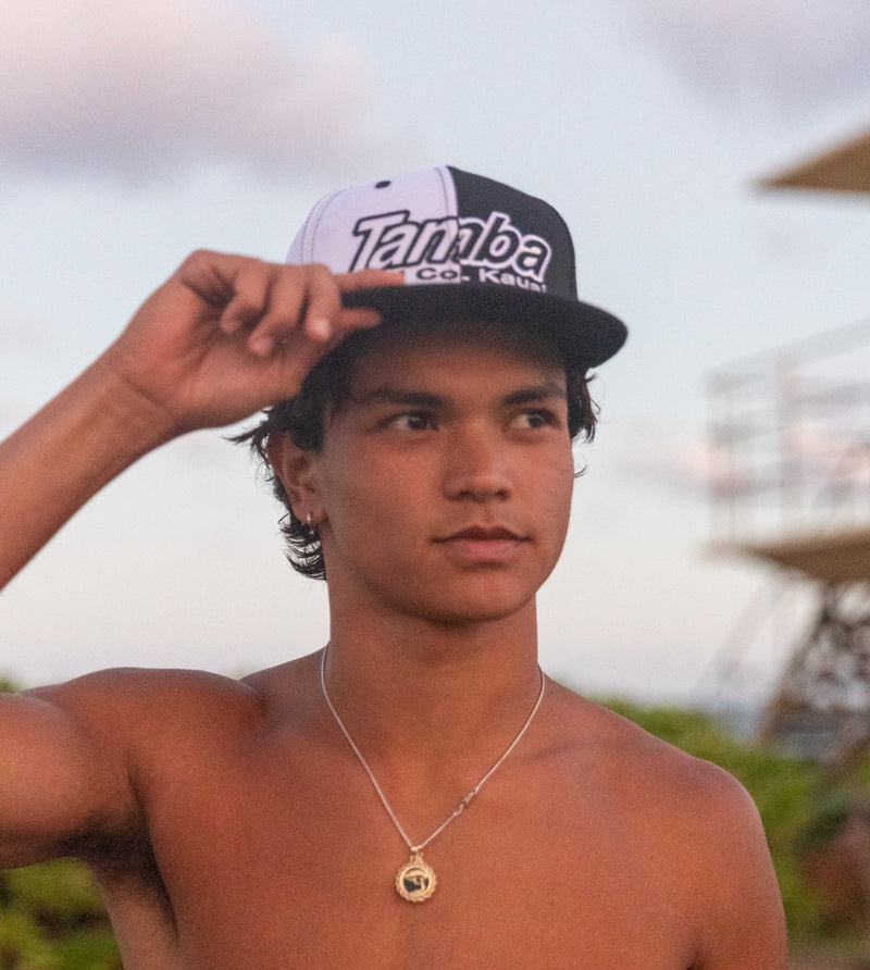 Tamba Surf Co Kaua'i 50-50 Snapback Hat - Black/White