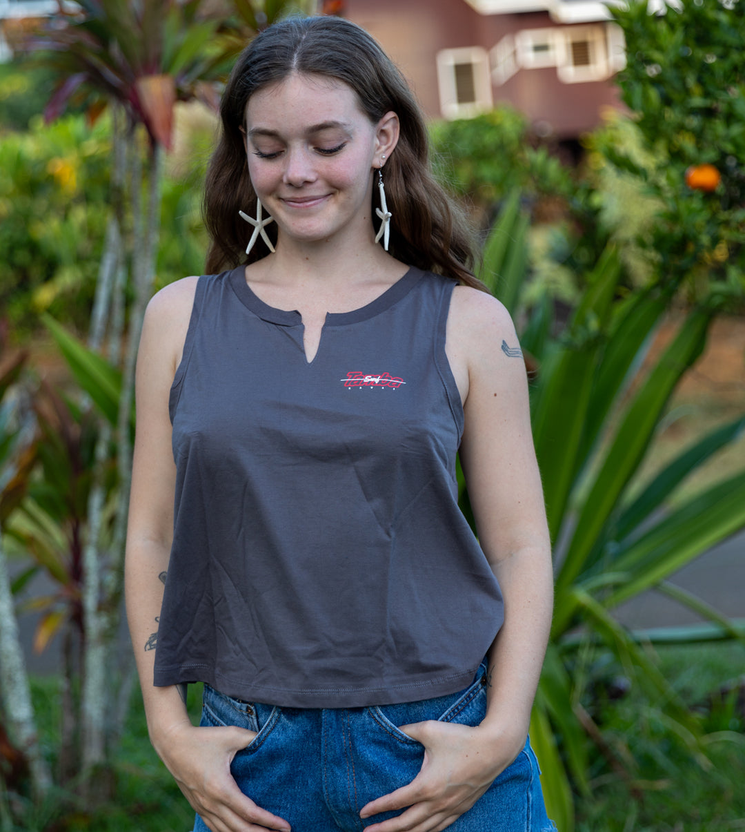 Surfline Womens V-Top Tank Top Shirt - Dark Grey