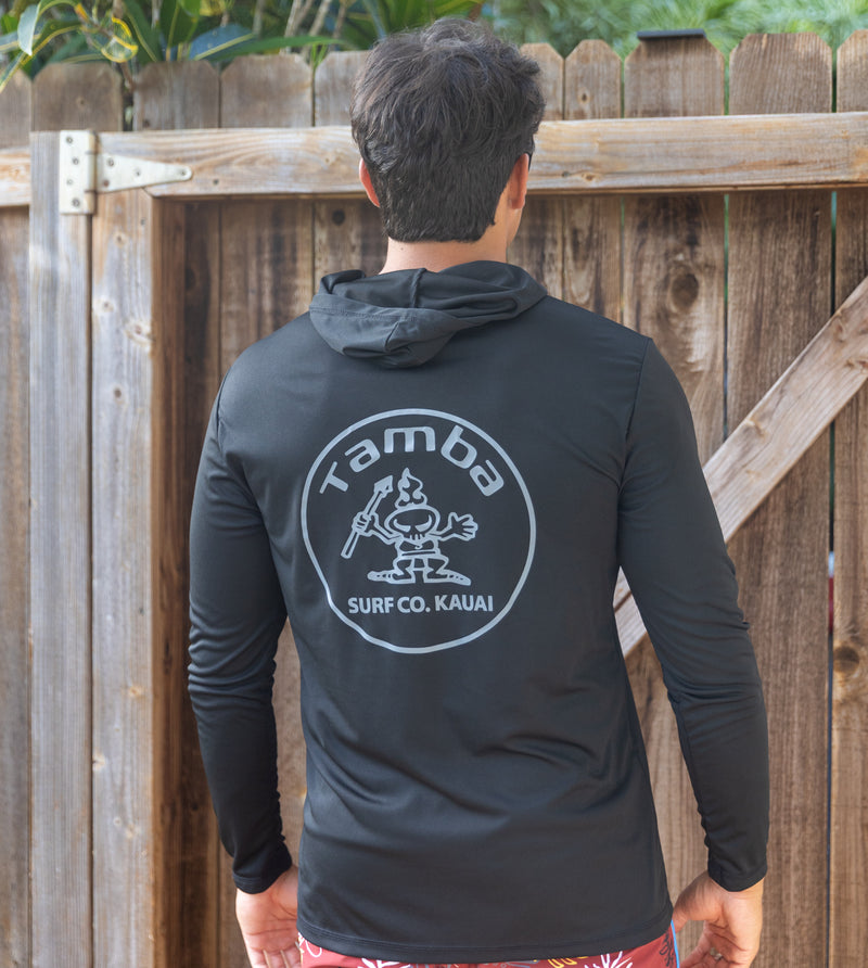 Stamp UV Long Sleeve Hoodie Shirt - Black