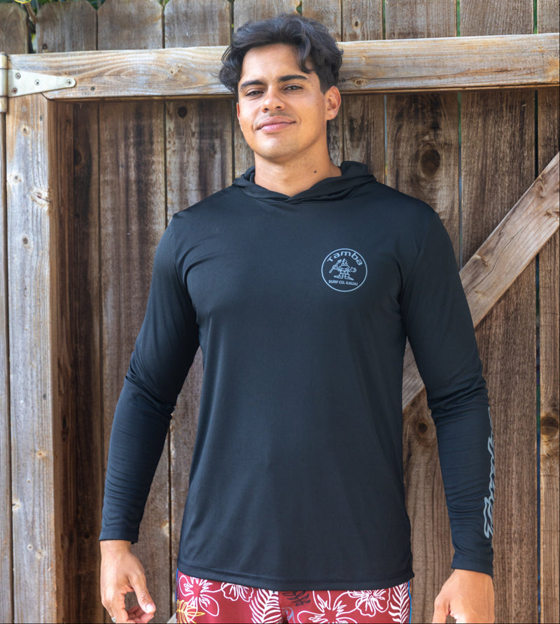 Stamp UV Long Sleeve Hoodie Shirt - Black