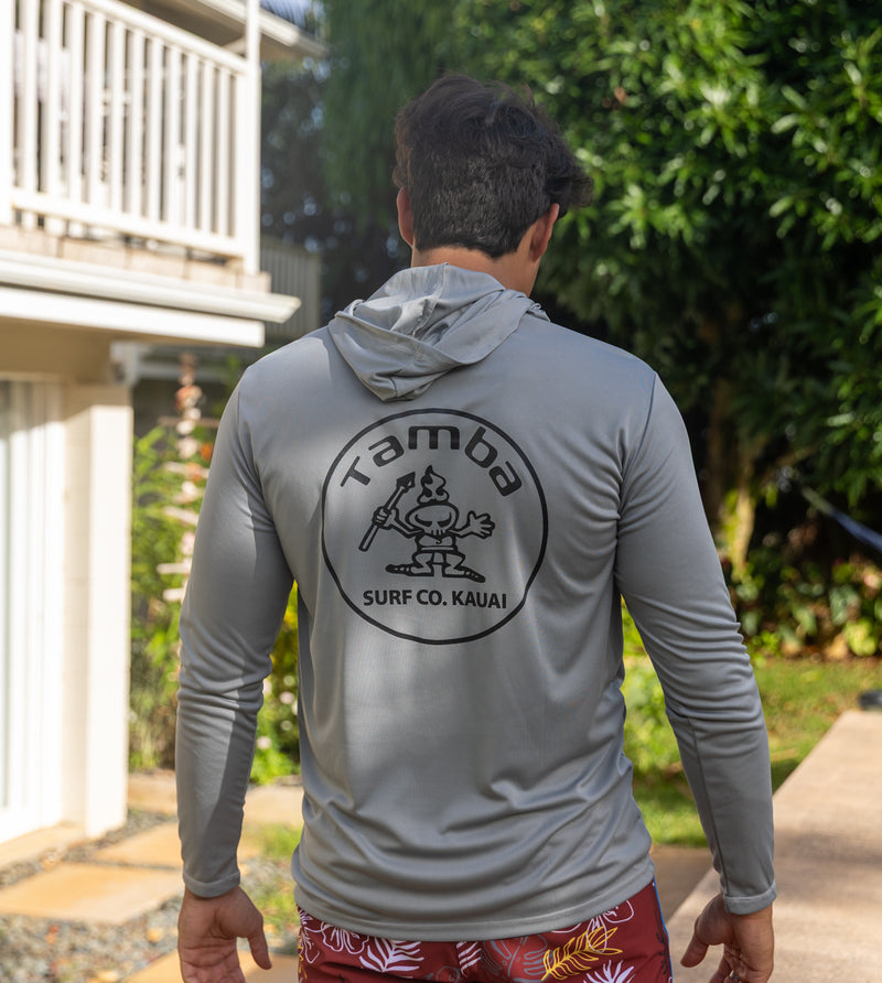 Stamp UV Long Sleeve Hoodie Shirt - Light Grey