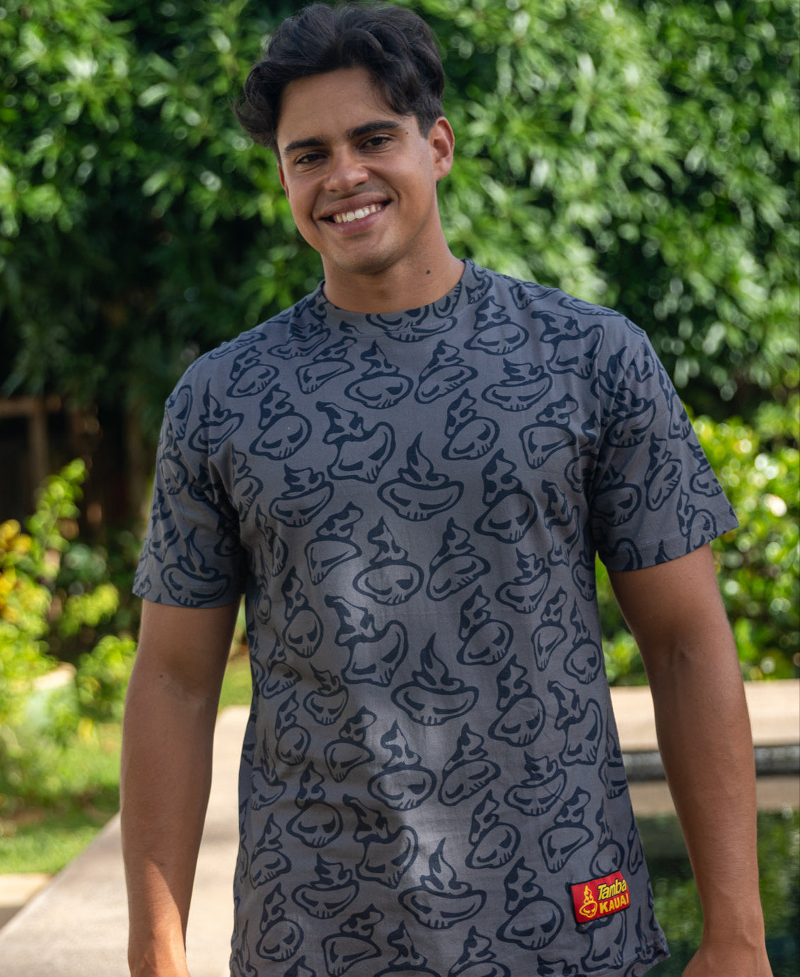Swirly Short Sleeve Shirt - Dark Grey