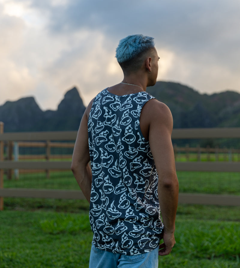 Swirly Tank Top Shirt - Light Grey