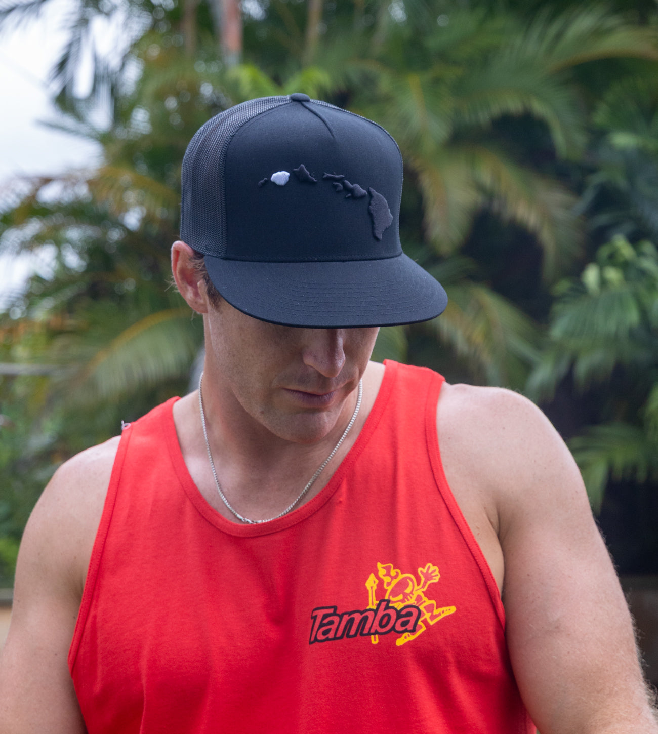 Hawaii Premium Mesh Snapback Hat - Black/White