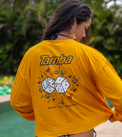 High Roller Women's Long Sleeve Cropped Shirt - Gold