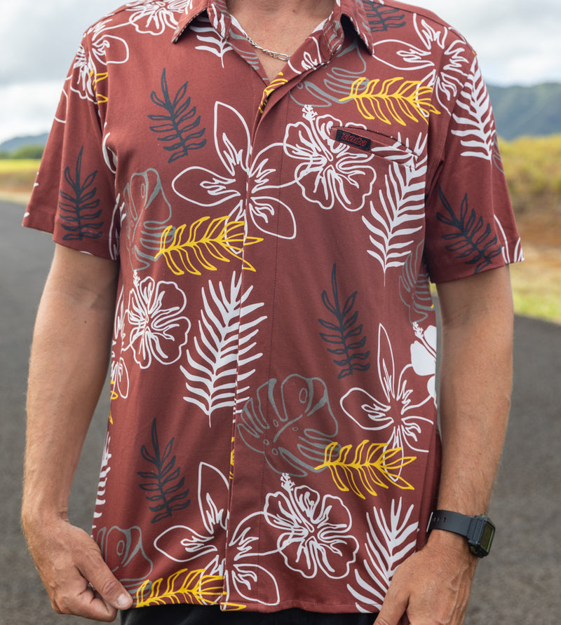 Flora Button Down Shirt - Maroon