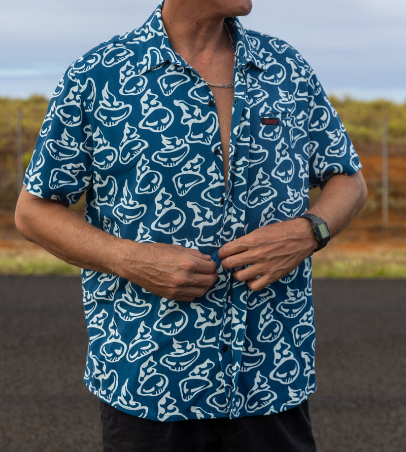 Swirly Button Down Shirt - Blue