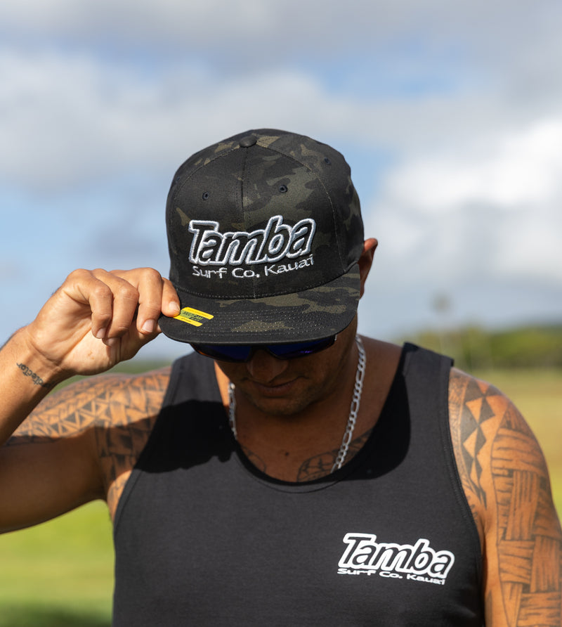 Multicam Camo Surf Co 3D Premium Snapback Hat - Midnight/Silver