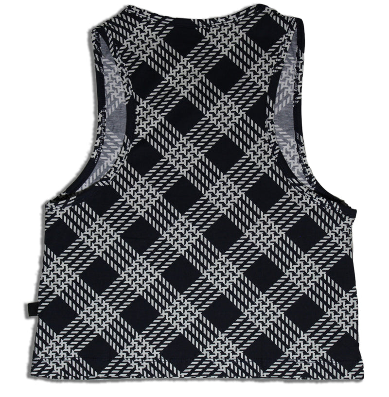 Palakalolo Women's Crop Tank Shirt- Navy/White