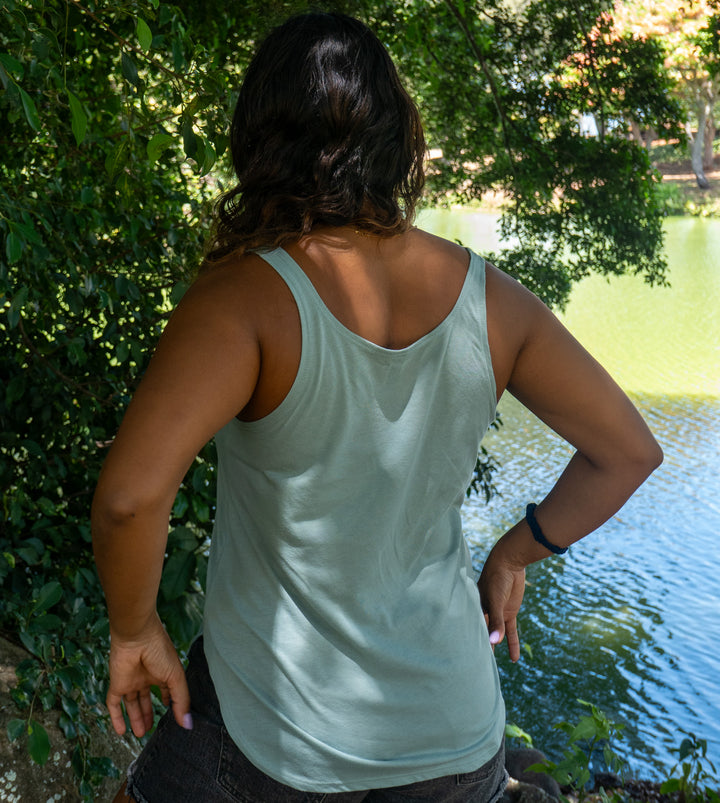 Round Sunrise Womens Festival Tank Top Shirt - Stonewash Green
