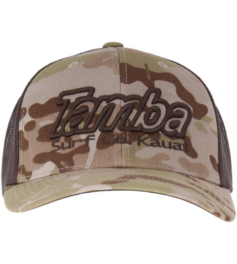 Multicam Surf Co 3D Curvebill Mesh Snapback Hat - Dark Arid Brown