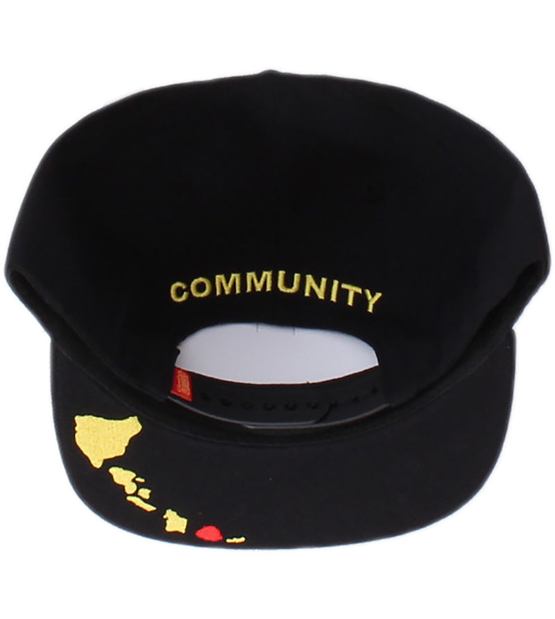 KAUAI 3D Snapback Hat - Black/Yellow/Red