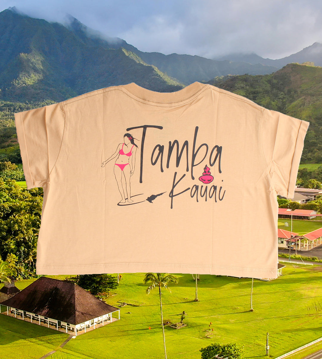 Hangin' Out Womens Short Sleeve Crop Shirt - Sand