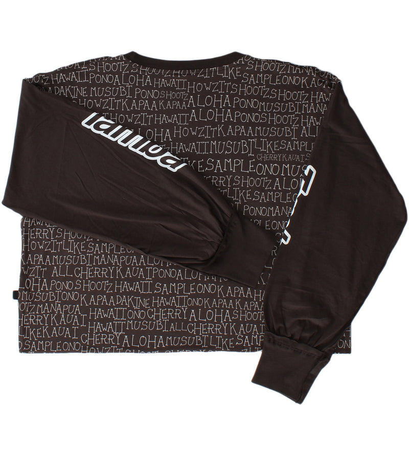 Talk Story Women's Long Sleeve Cropped Shirt - Brown