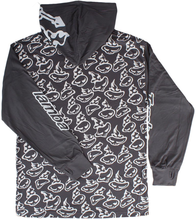 Swirly Long Sleeve Shirt Hooded - Grey/White