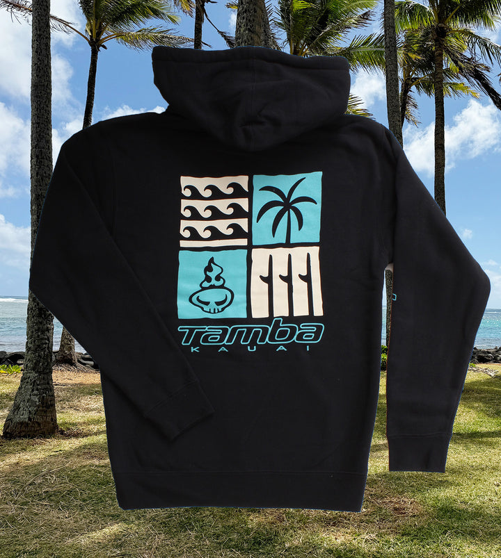 Four Square Zip-Up Hoodie - Black