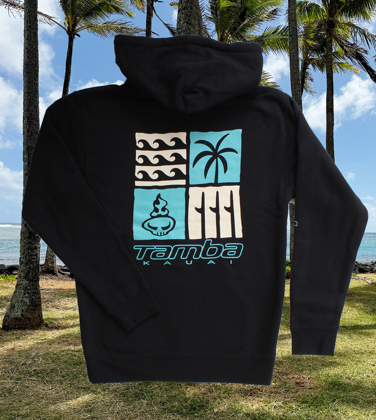 Four Square Zip-Up Hoodie - Black
