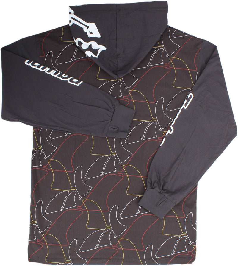 Board Fin Long Sleeve Hooded Shirt- Dark Grey